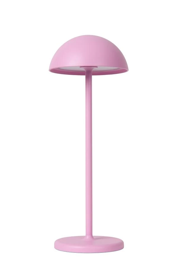 Lucide JOY - Lámpara de mesa Dentro/Fuera Recargable - Batería/acumulador - Ø 12 cm - LED Regul. - 1x1,5W 3000K - IP54 - Rosa - UIT